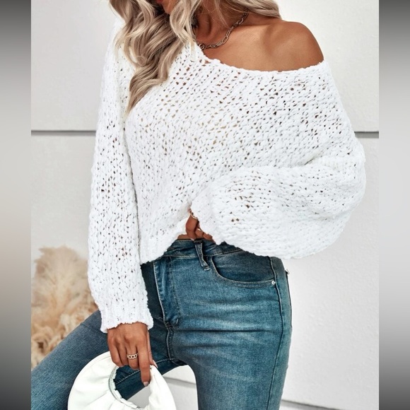 Boho off shoulder knot sweater - Picture 1 of 5